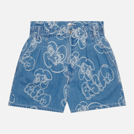 фото Женские шорты evisu laser all over print denim, цвет голубой, размер xs