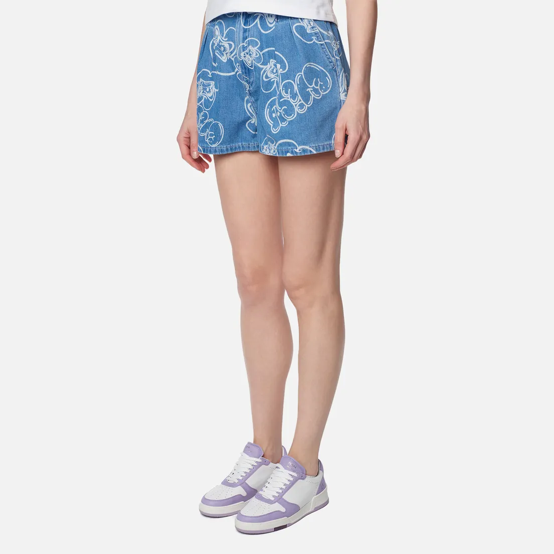 Evisu Женские шорты Laser All Over Print Denim