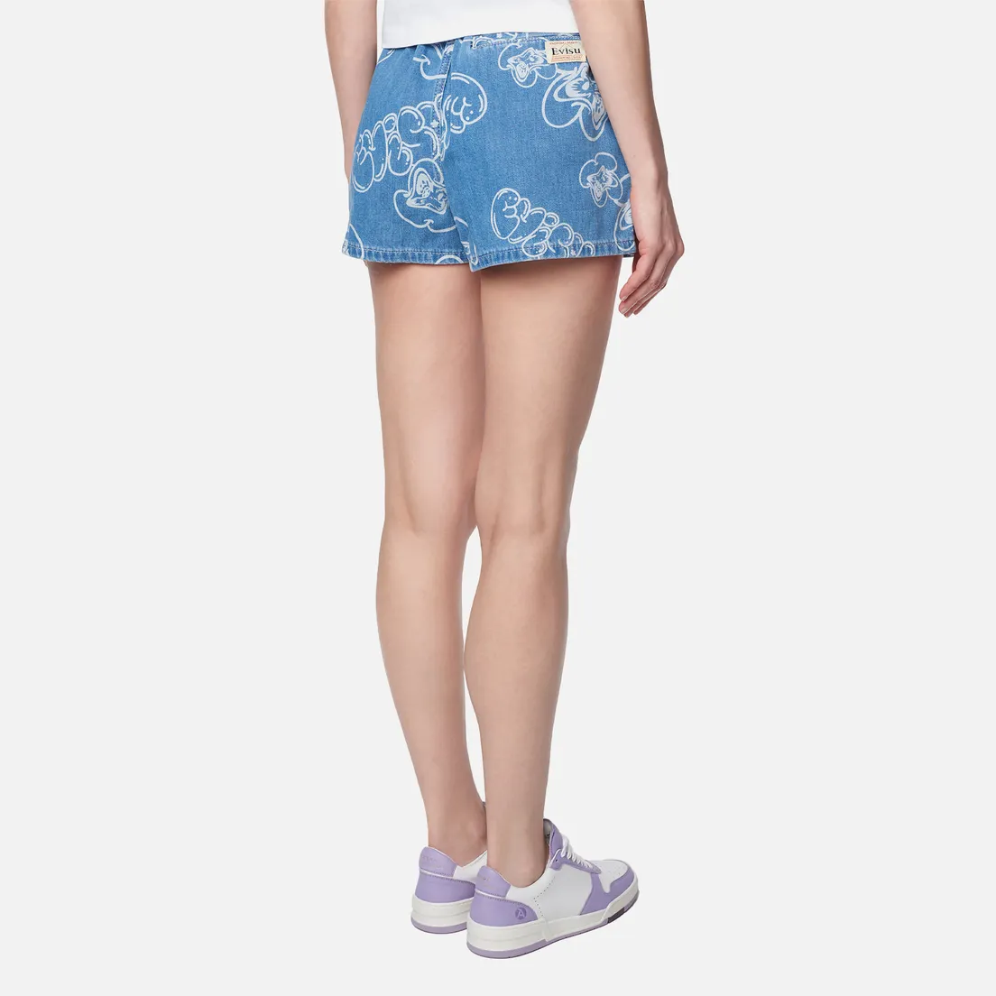 Evisu Женские шорты Laser All Over Print Denim