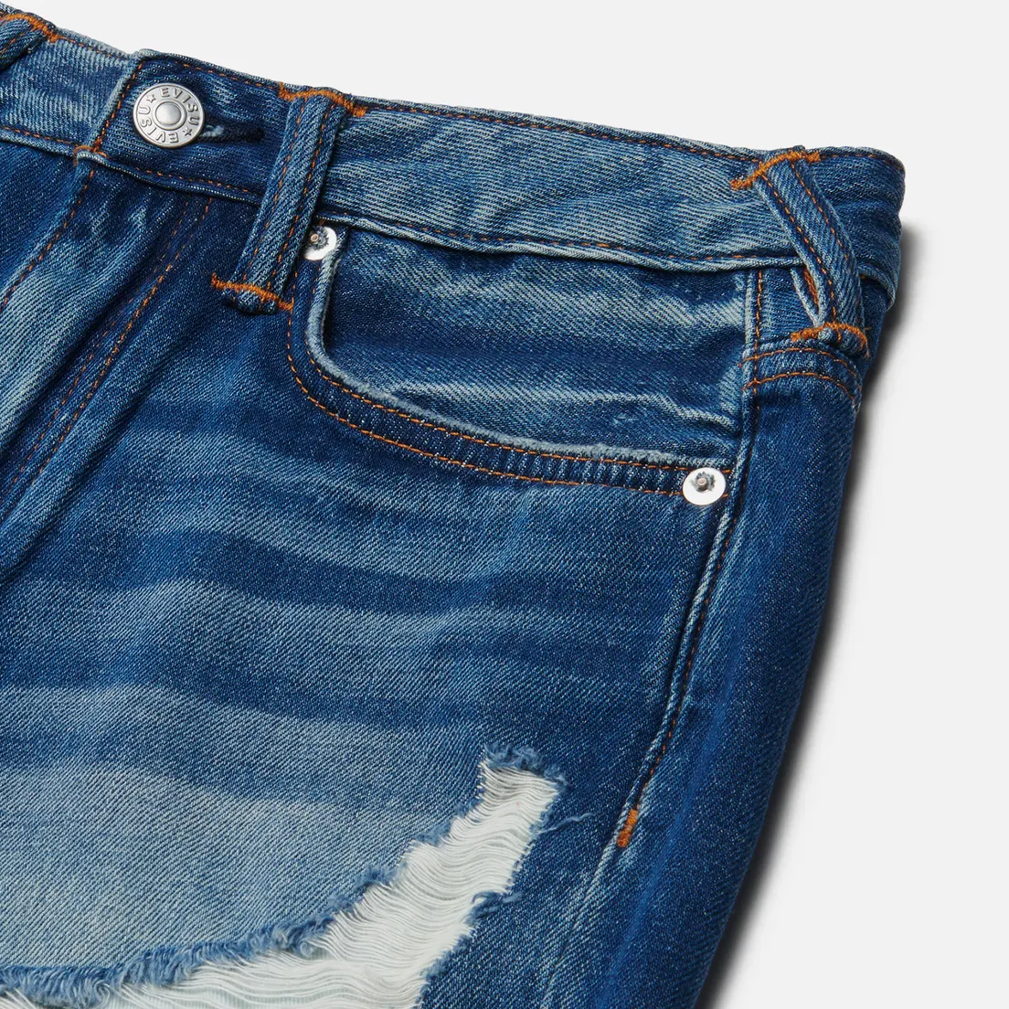 Evisu Женские шорты Daruma Plastisol Printed Daicock Denim