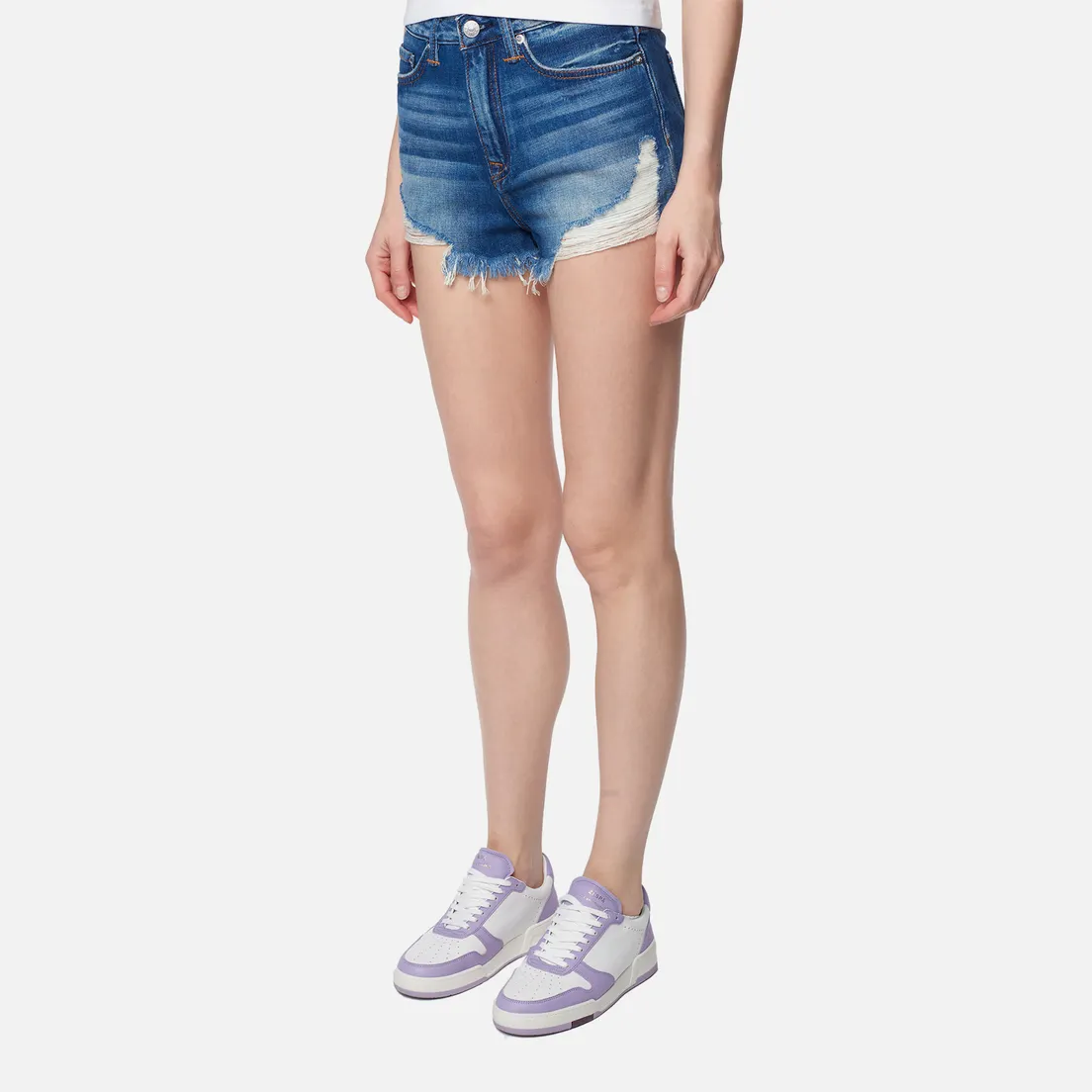 Evisu Женские шорты Daruma Plastisol Printed Daicock Denim