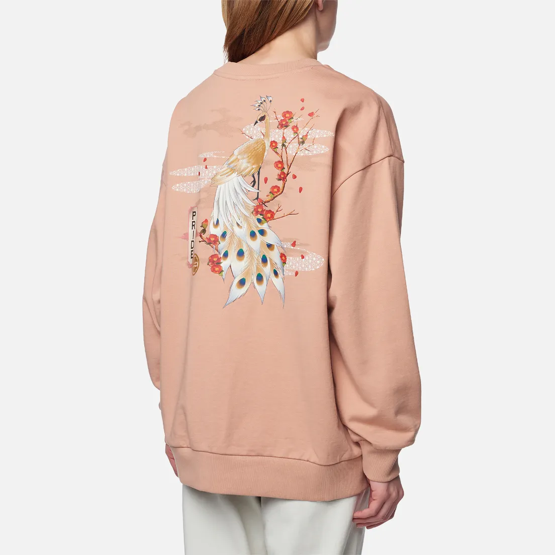 Evisu Женская толстовка Printed Peacock Tsubaki & Logo Oversized