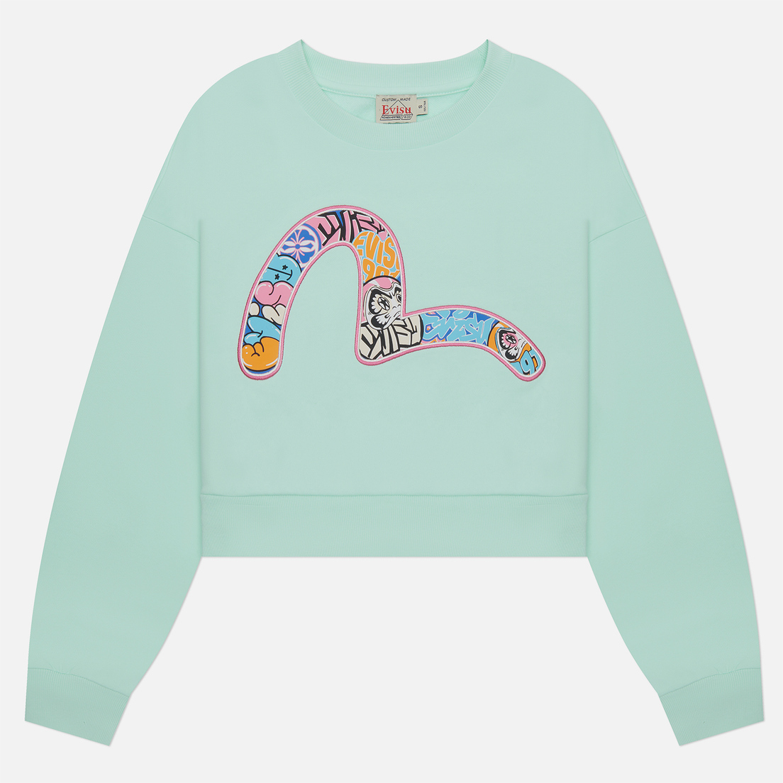 Evisu Женская толстовка Seagull Daruma Plastisol Print Cropped