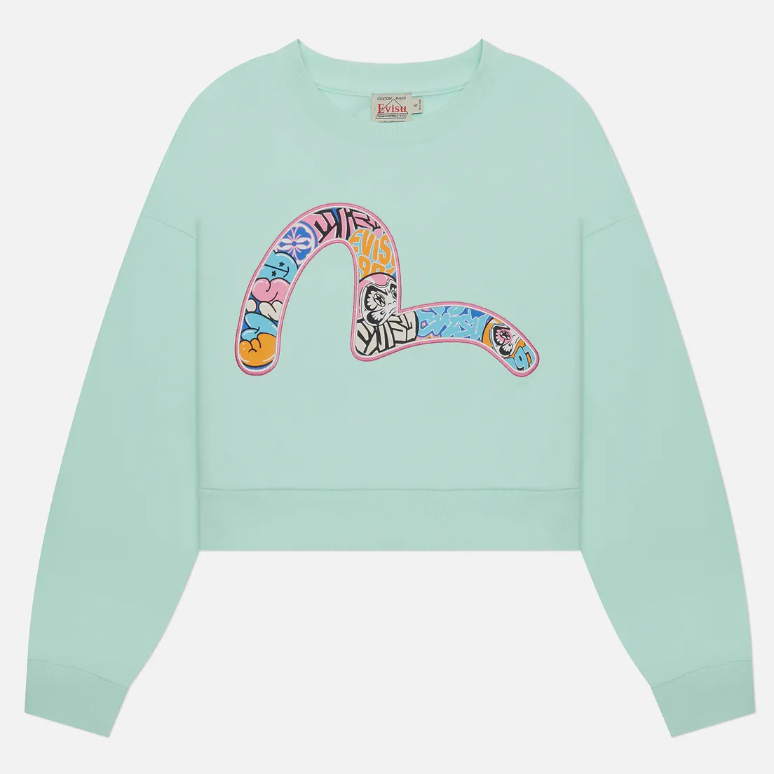 Evisu Женская толстовка Seagull Daruma Plastisol Print Cropped