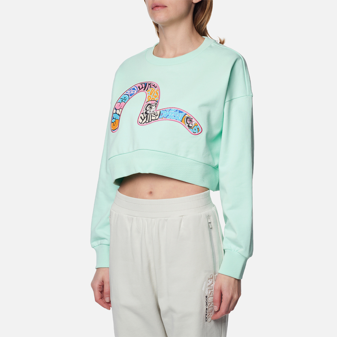 Evisu Женская толстовка Seagull Daruma Plastisol Print Cropped