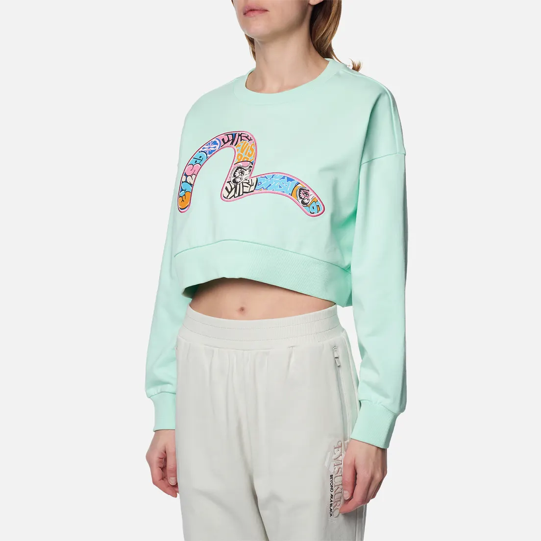 Evisu Женская толстовка Seagull Daruma Plastisol Print Cropped