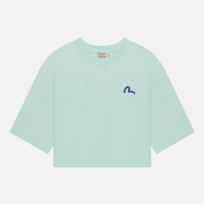 Женская футболка Evisu Logo Printed Cropped, цвет зелёный