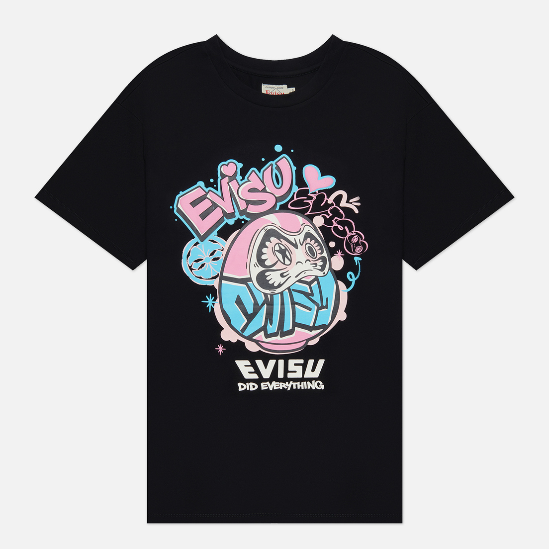 Evisu Женская футболка Graffiti Daruma Printed Boyfriend