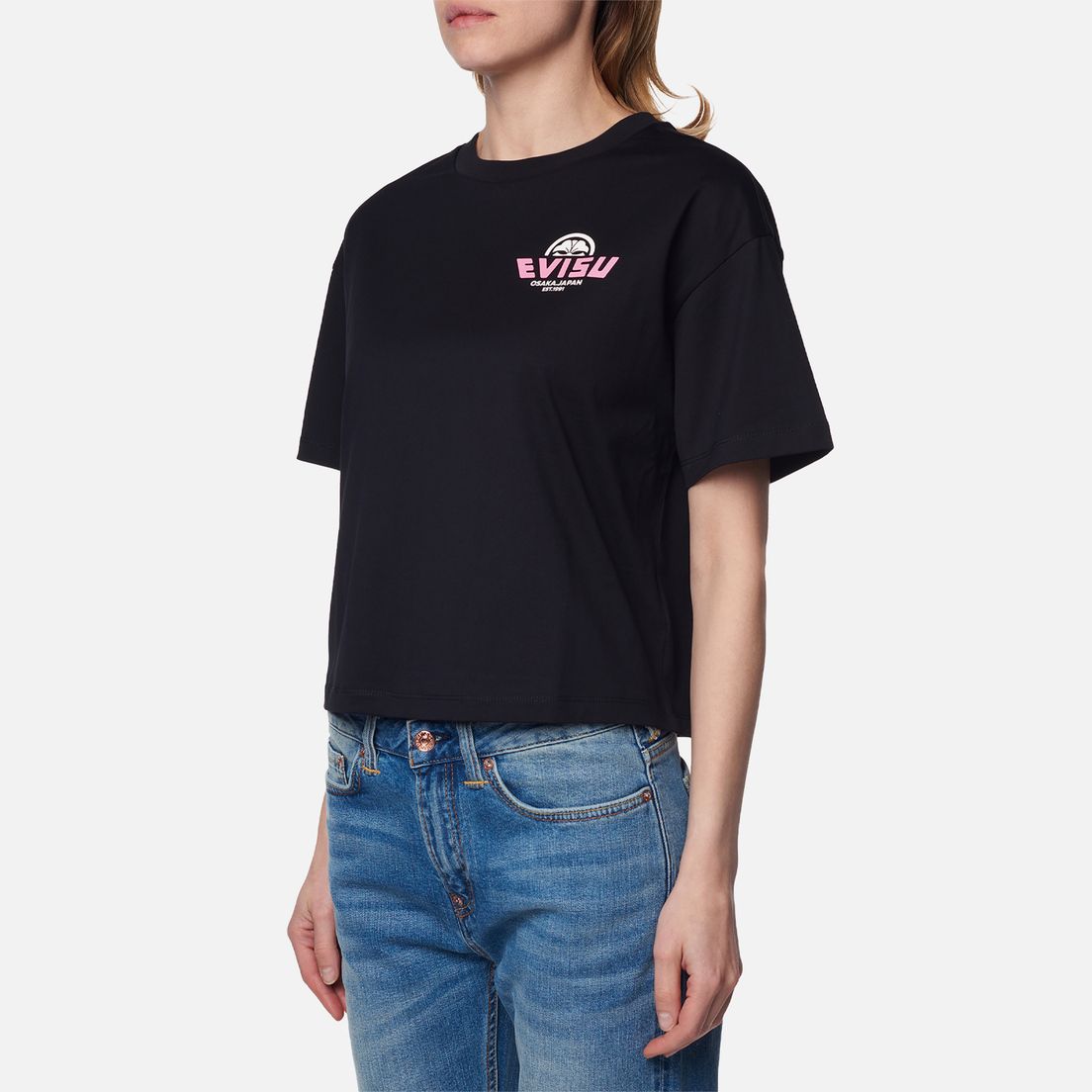 Evisu Женская футболка Fortune Cat Taiko Daruma Printed