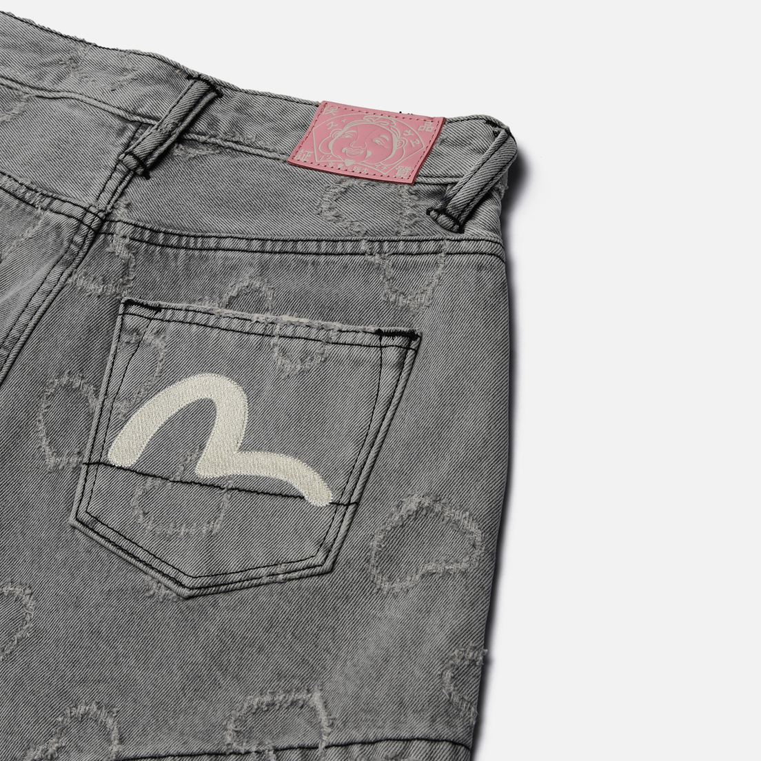 Evisu Женские шорты Seagull Embroidery & Heart All Over Denim