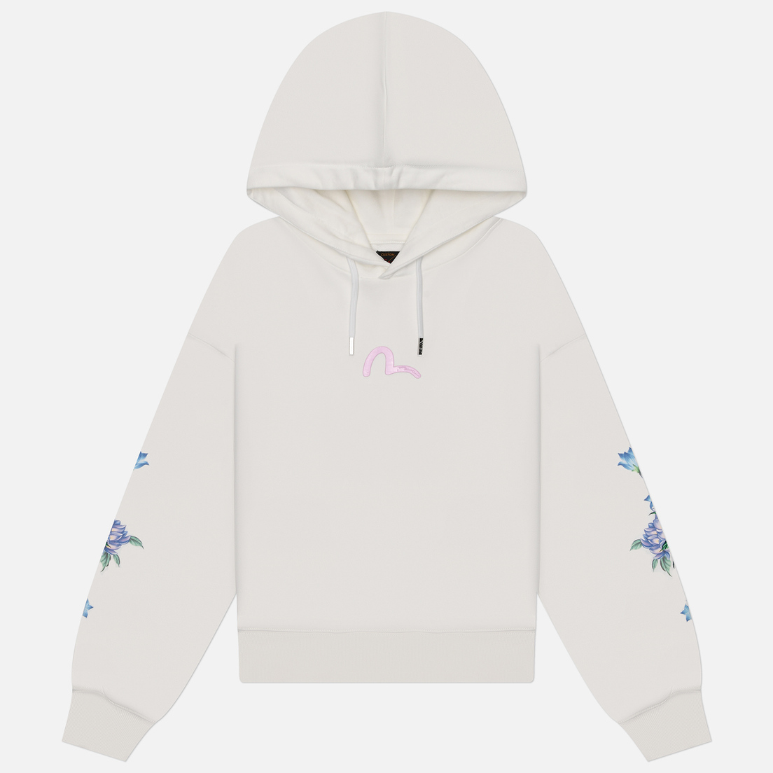 Evisu Женская толстовка 3D Segull Printed & Floral Emroidery Croppedd Hoodie