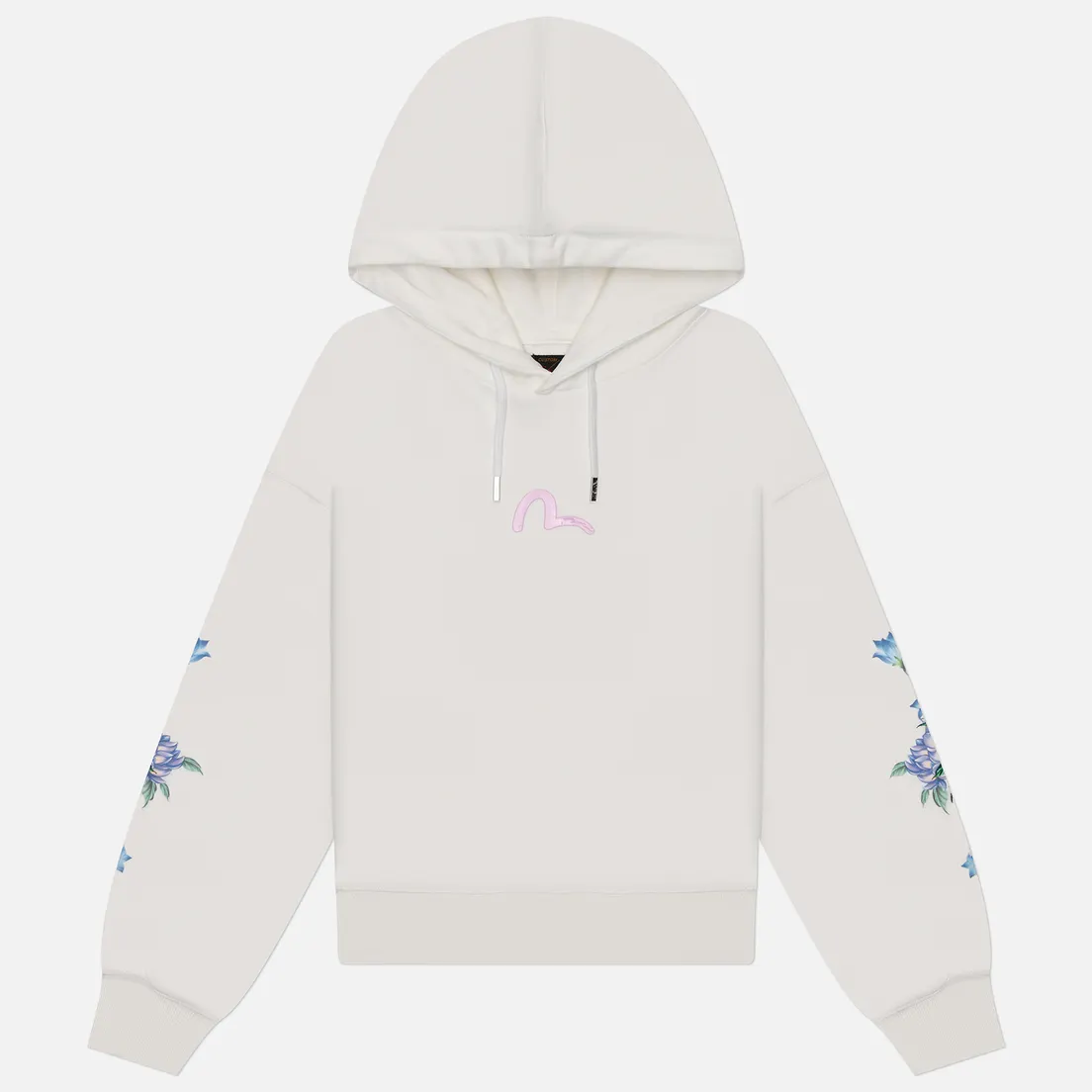 Evisu Женская толстовка 3D Segull Printed & Floral Emroidery Croppedd Hoodie