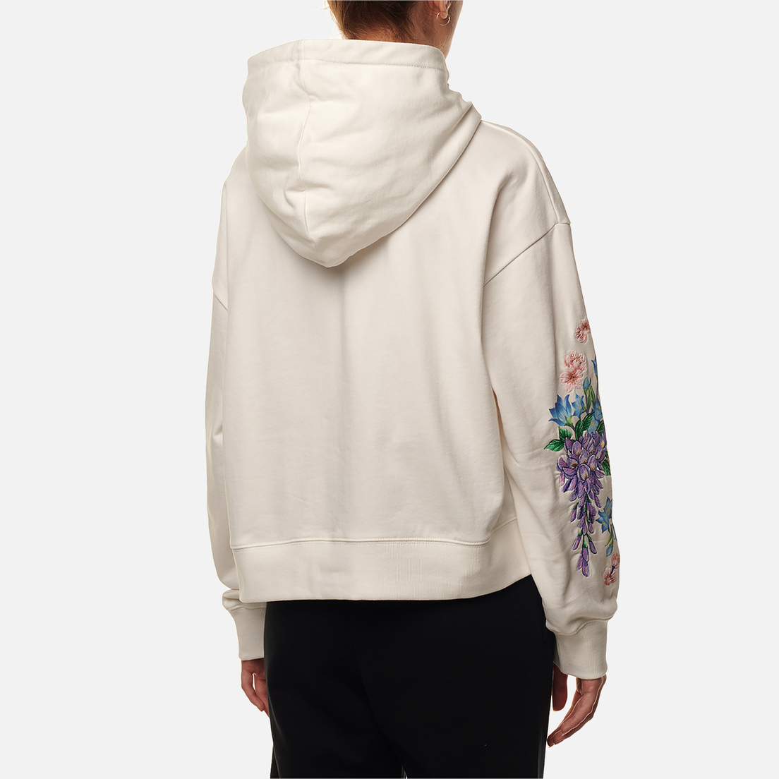 Evisu Женская толстовка 3D Segull Printed & Floral Emroidery Croppedd Hoodie