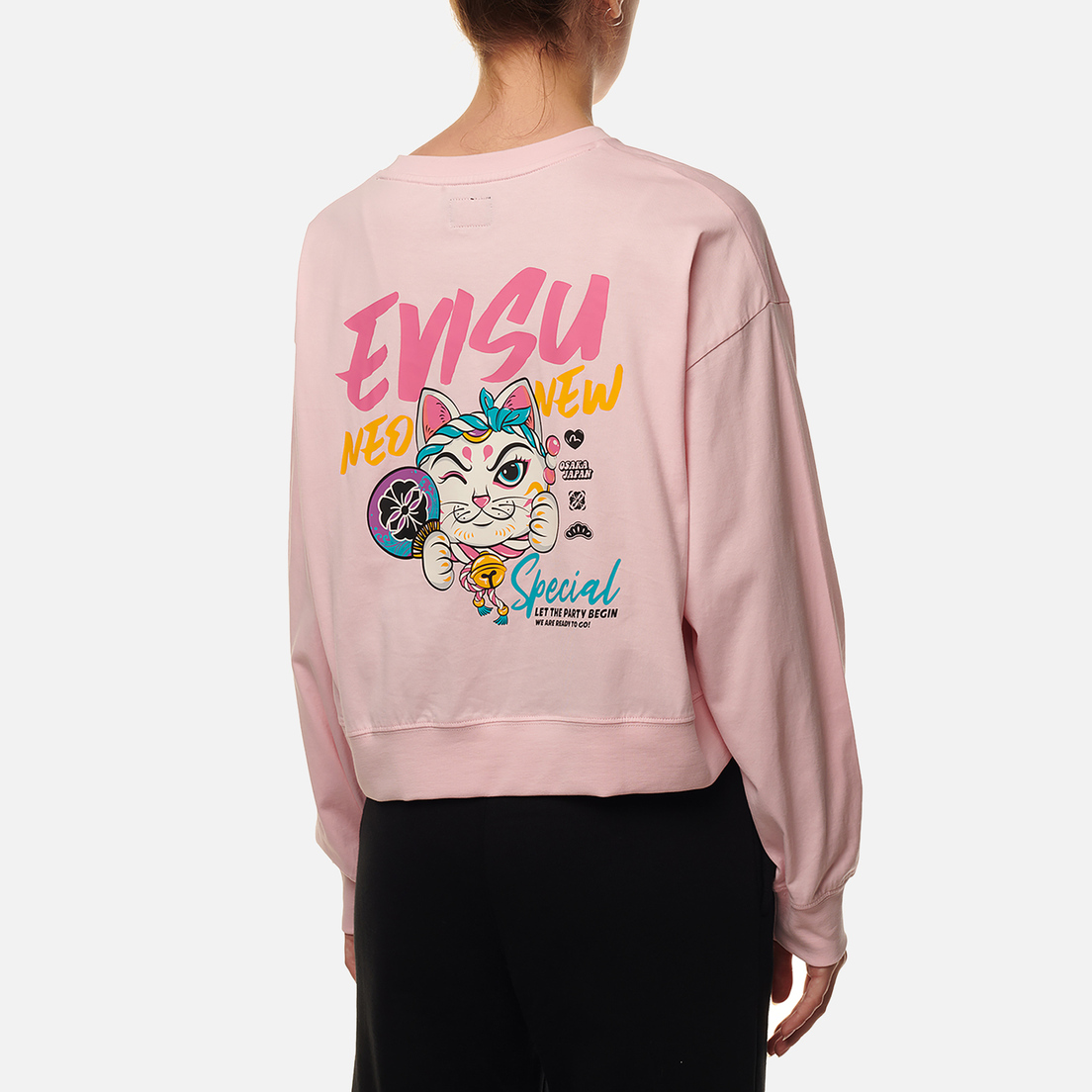 Evisu Женская толстовка Fortune Cat Printed Cropped