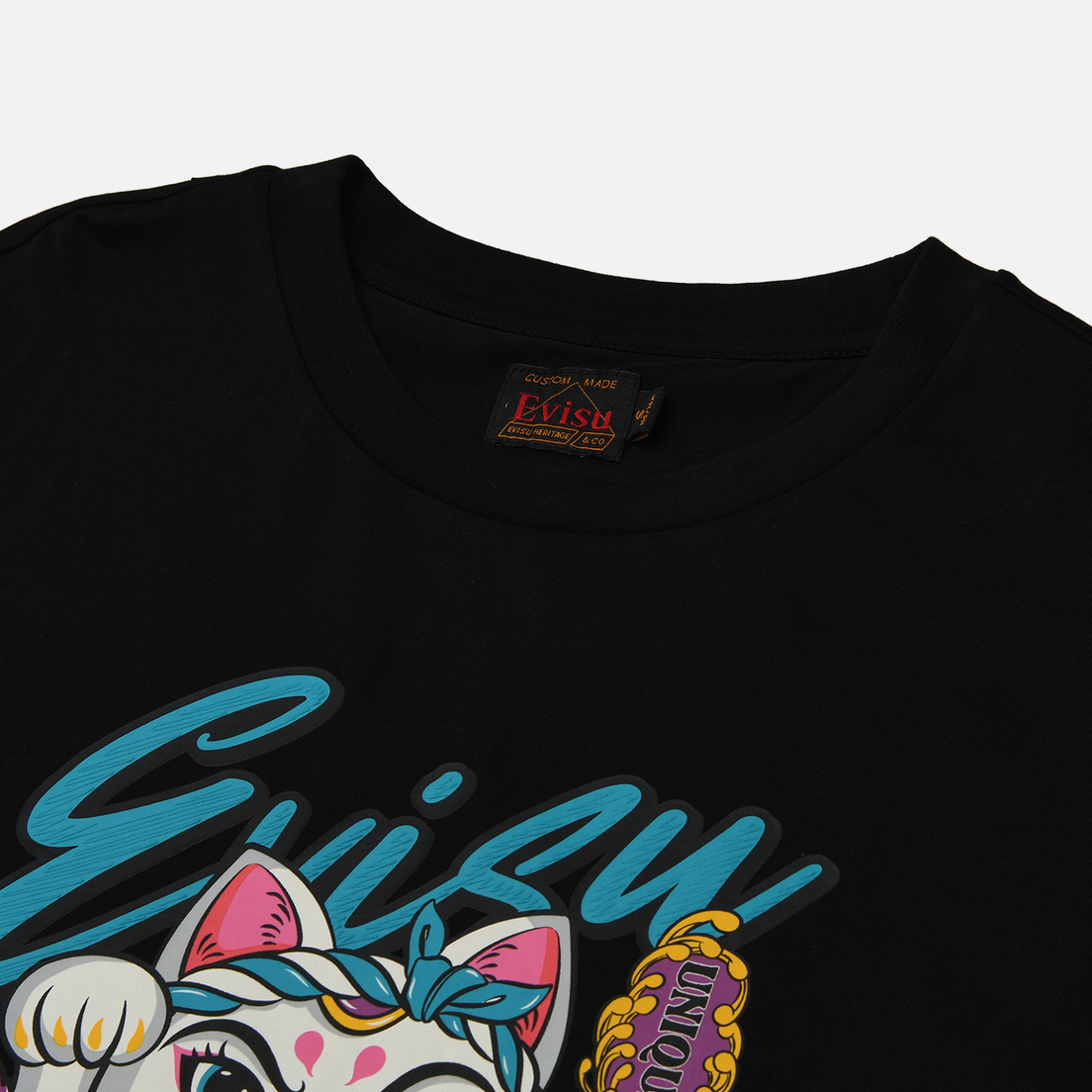 Evisu Женская футболка Logo & Fortune Cat Printed Boyfriend