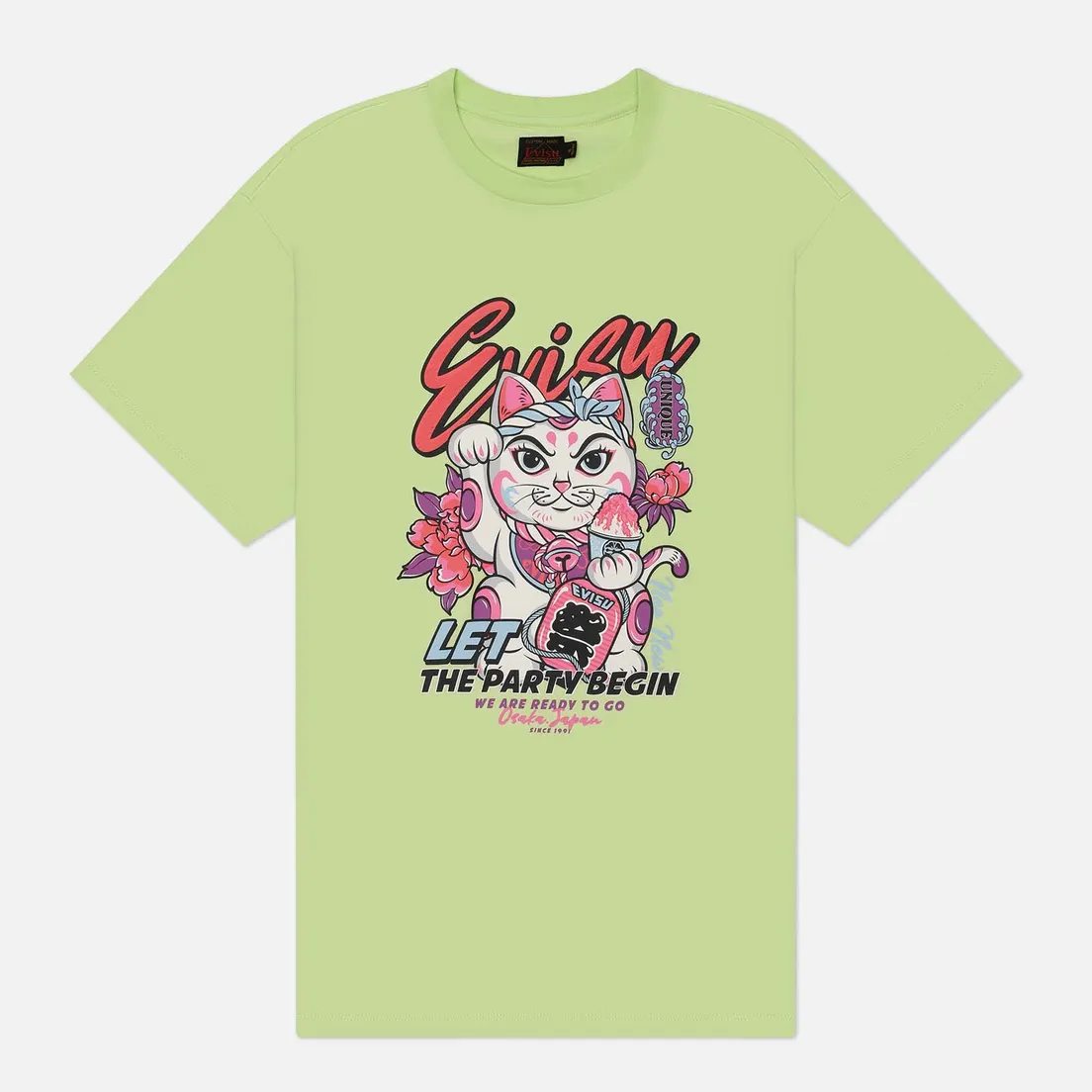 Evisu Женская футболка Logo & Fortune Cat Printed Boyfriend