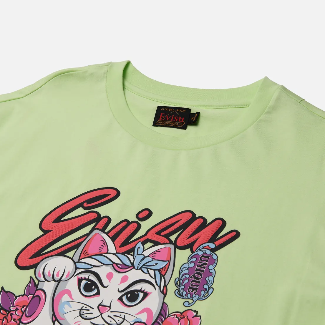 Evisu Женская футболка Logo & Fortune Cat Printed Boyfriend