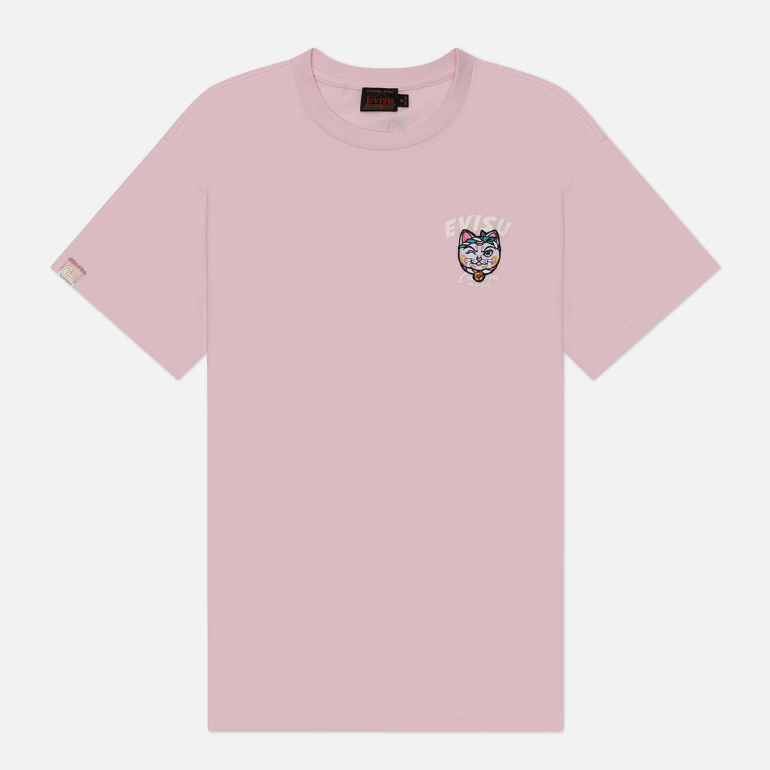 Evisu Женская футболка Logo Printed & Fortune Cat Embroidery Badge Boyfriend