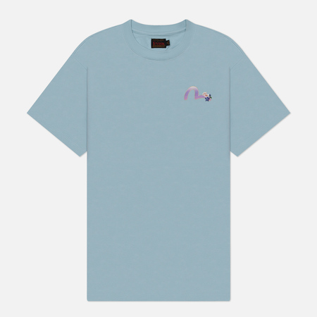 Женская футболка Evisu Printed Cranes Floral Daicock Seagull Boyfriend, цвет голубой, размер S