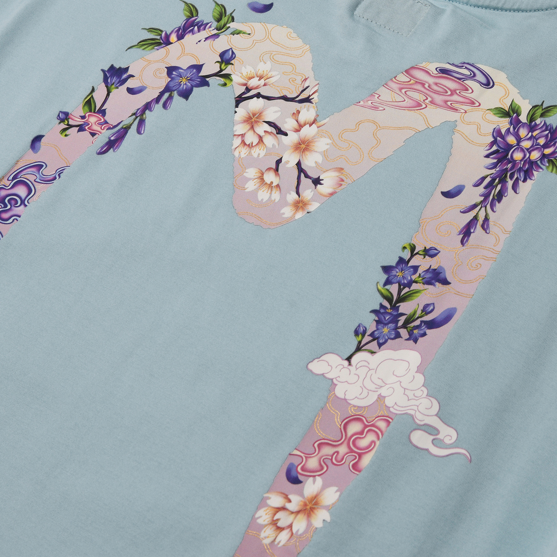 Evisu Женская футболка Printed Cranes Floral Daicock Seagull Boyfriend