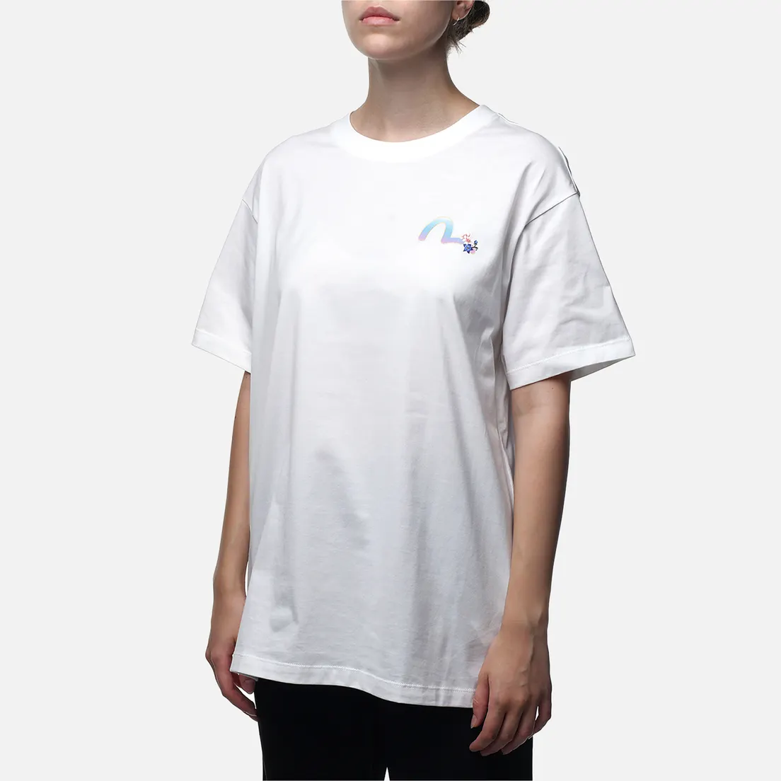 Evisu Женская футболка Printed Cranes Floral Daicock Seagull Boyfriend