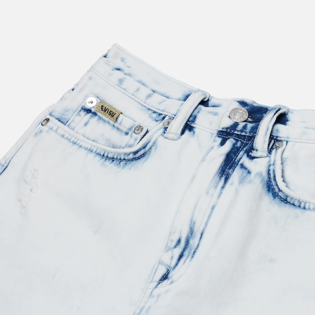 Evisu Женские шорты Seagull & Kamon Embroidery Bleach Washed Denim