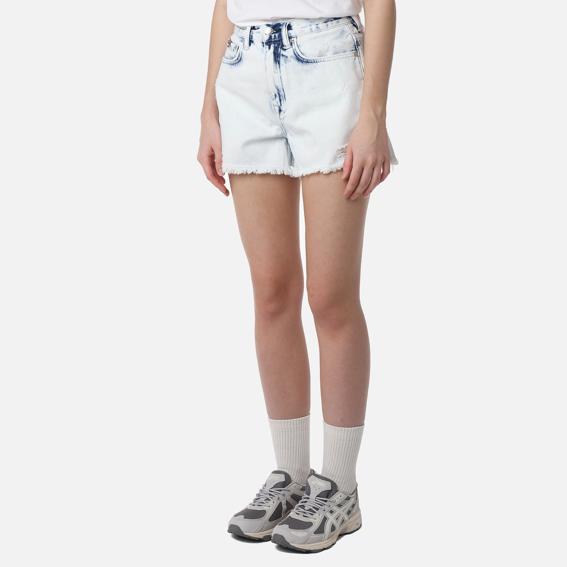 Evisu Женские шорты Seagull & Kamon Embroidery Bleach Washed Denim