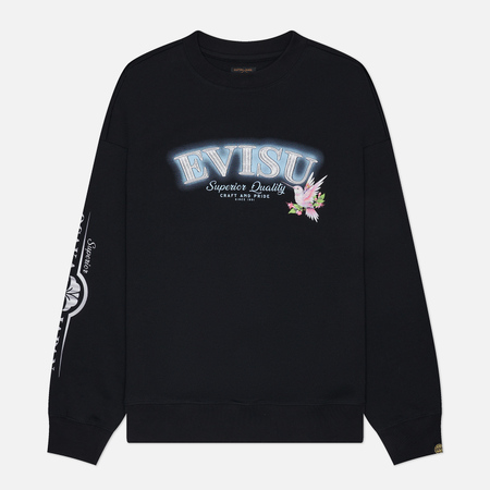  Женский лонгслив Evisu Logo Embroidery & Hummingbird Printed, цвет чёрный, размер S