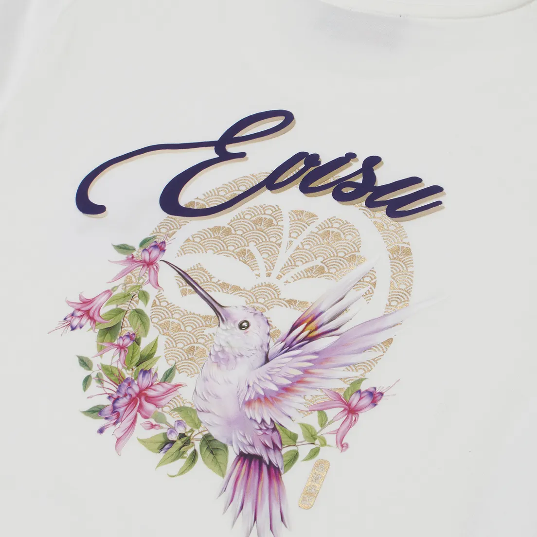 Evisu Женская футболка Hummingbird & Magnolia Flower Printed