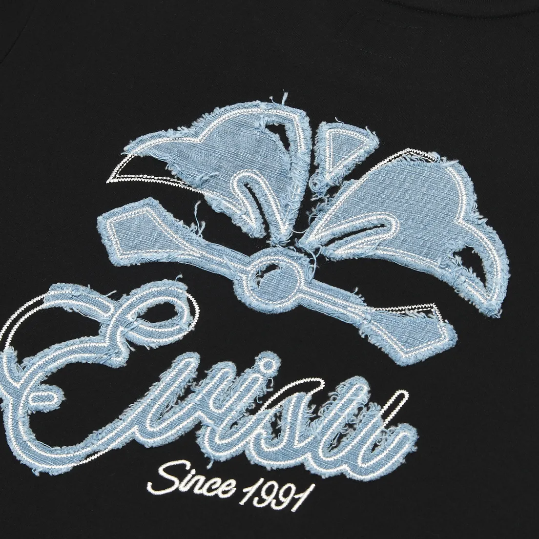 Evisu Женская футболка Deconstructed Denim Applique Embroidery