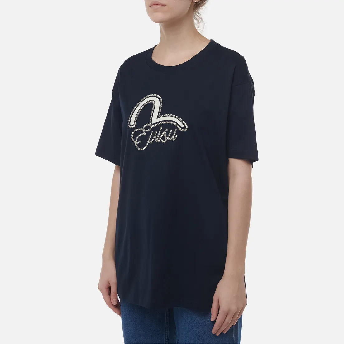 Evisu Женская футболка Seagull Print & Twisted Rope Logo Embroidery