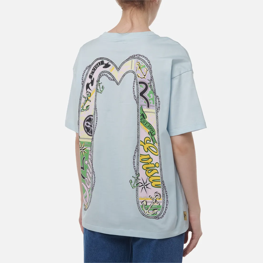 Evisu Женская футболка Twisted Rope & Daicock Anchor Print