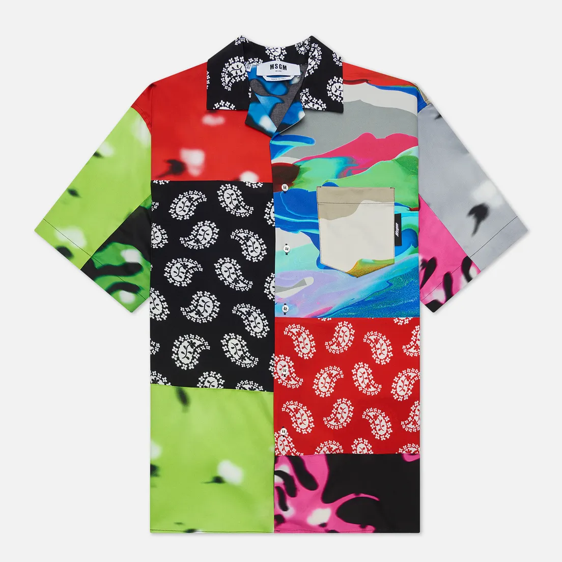 MSGM Мужская рубашка Patchwork Prints