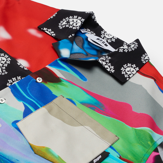 Мужская рубашка MSGM Patchwork Prints Lime Green