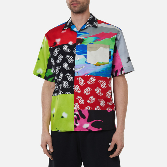 Мужская рубашка MSGM Patchwork Prints Lime Green