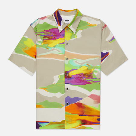 Мужская рубашка MSGM Melting Colors Print, цвет бежевый, размер 40