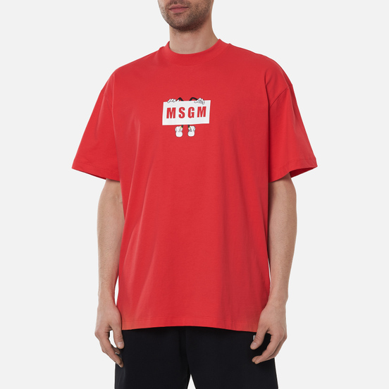 Мужская футболка MSGM Box Comics Crew Neck Strawberry Red