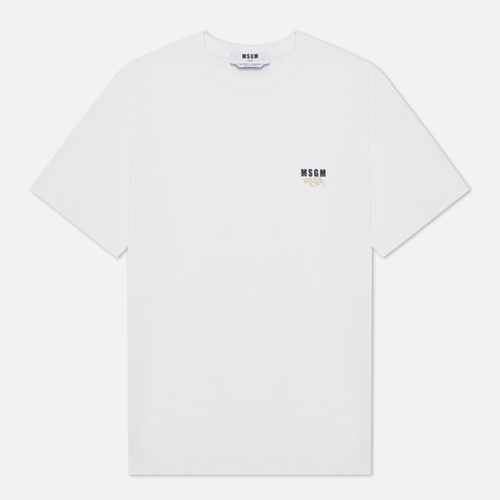 Мужская футболка MSGM Graffiti Hands Crew Neck White
