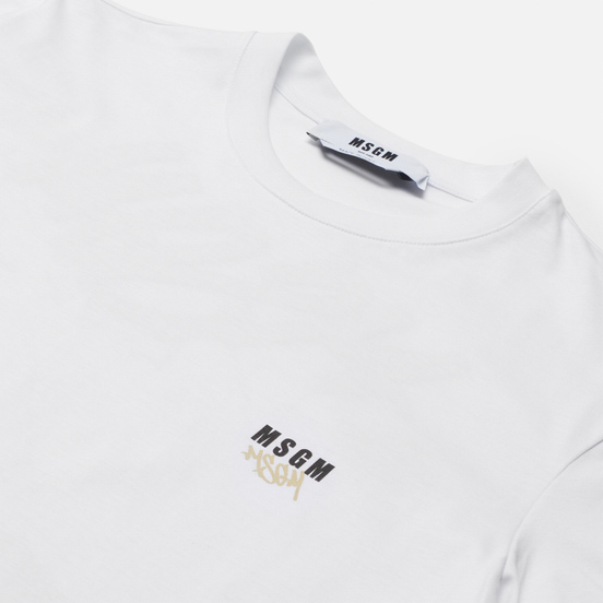 Мужская футболка MSGM Graffiti Hands Crew Neck White