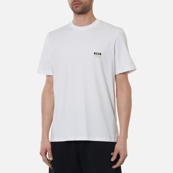 Мужская футболка MSGM Graffiti Hands Crew Neck White