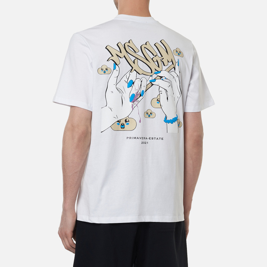 Мужская футболка MSGM Graffiti Hands Crew Neck White