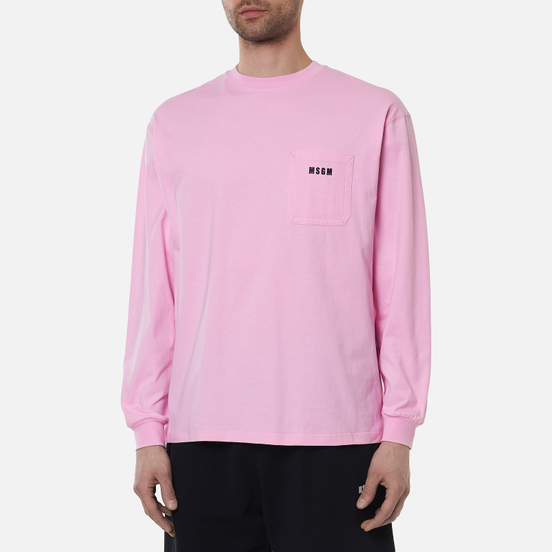 Мужской лонгслив MSGM Essentials Crew Neck Pink