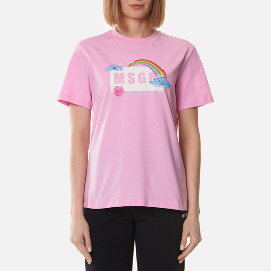 Женская футболка MSGM Cute Logo Box Pink