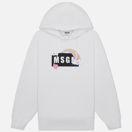 Женская толстовка MSGM Cute Logo Box Hoodie, цвет белый, размер S