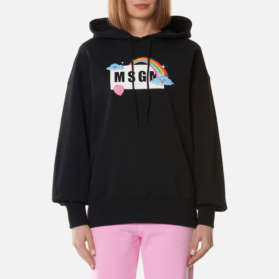Женская толстовка MSGM Cute Logo Box Hoodie Black