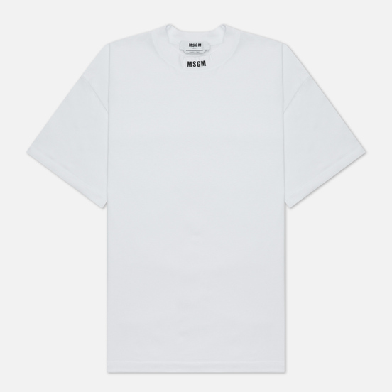 Мужская футболка MSGM Micrologo High Crew Neck Optical White/Black