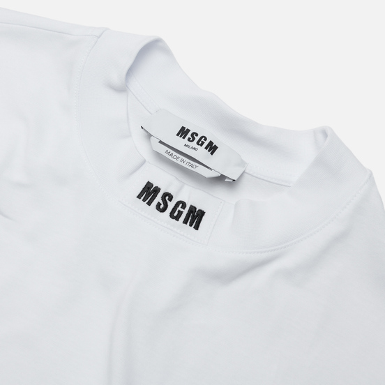 Мужская футболка MSGM Micrologo High Crew Neck Optical White/Black