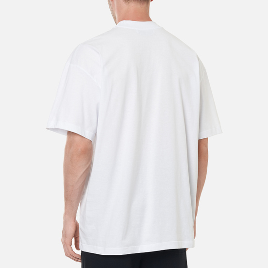 Мужская футболка MSGM Micrologo High Crew Neck Optical White/Black