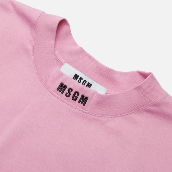 Мужская футболка MSGM Micrologo High Crew Neck Bright Pink/Black