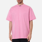 Мужская футболка MSGM Micrologo High Crew Neck Bright Pink/Black фото - 2